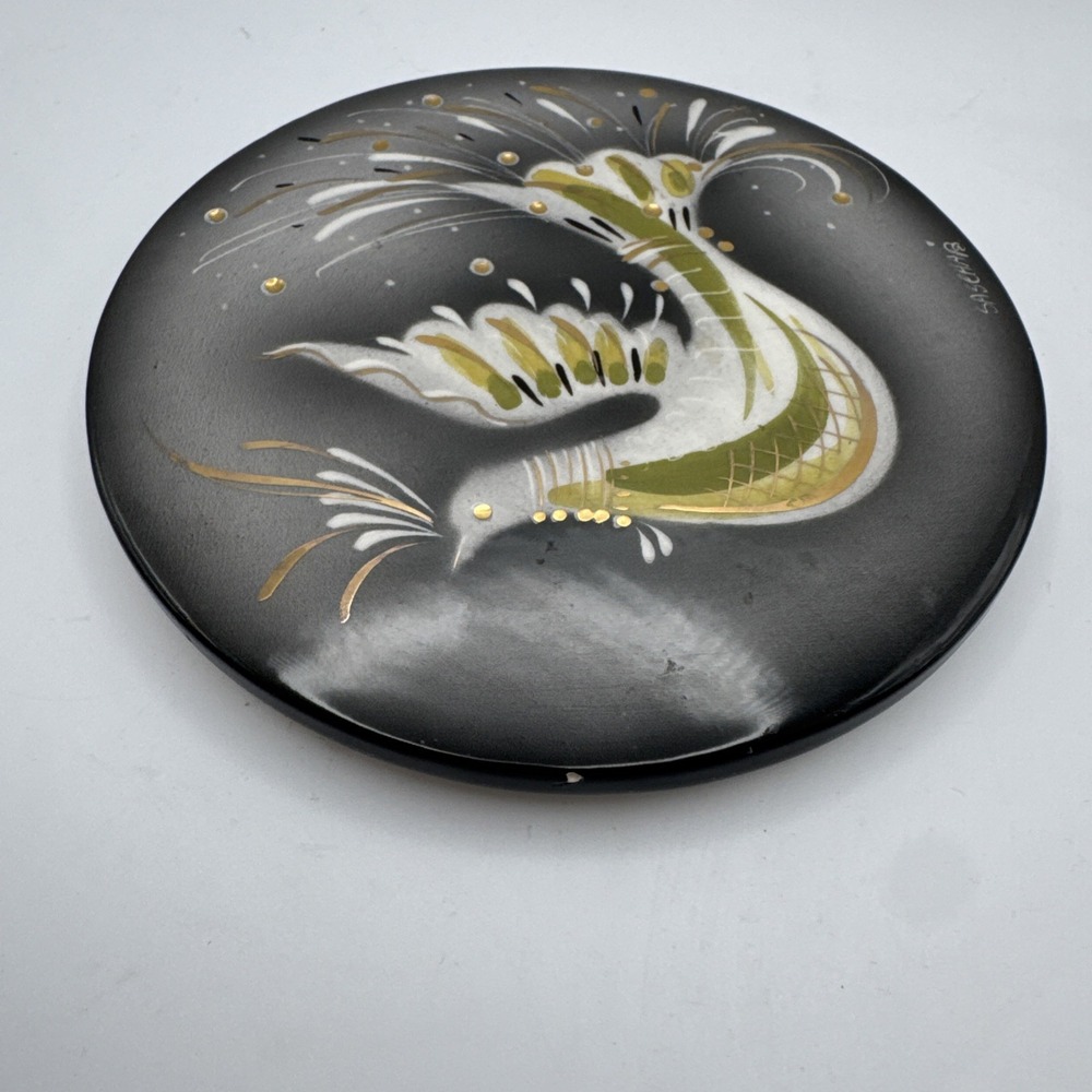 VTG Sascha Brastoff Lid Only For Trinket Box or Display Jeweled Bird Round MCM - Picture 7 of 7